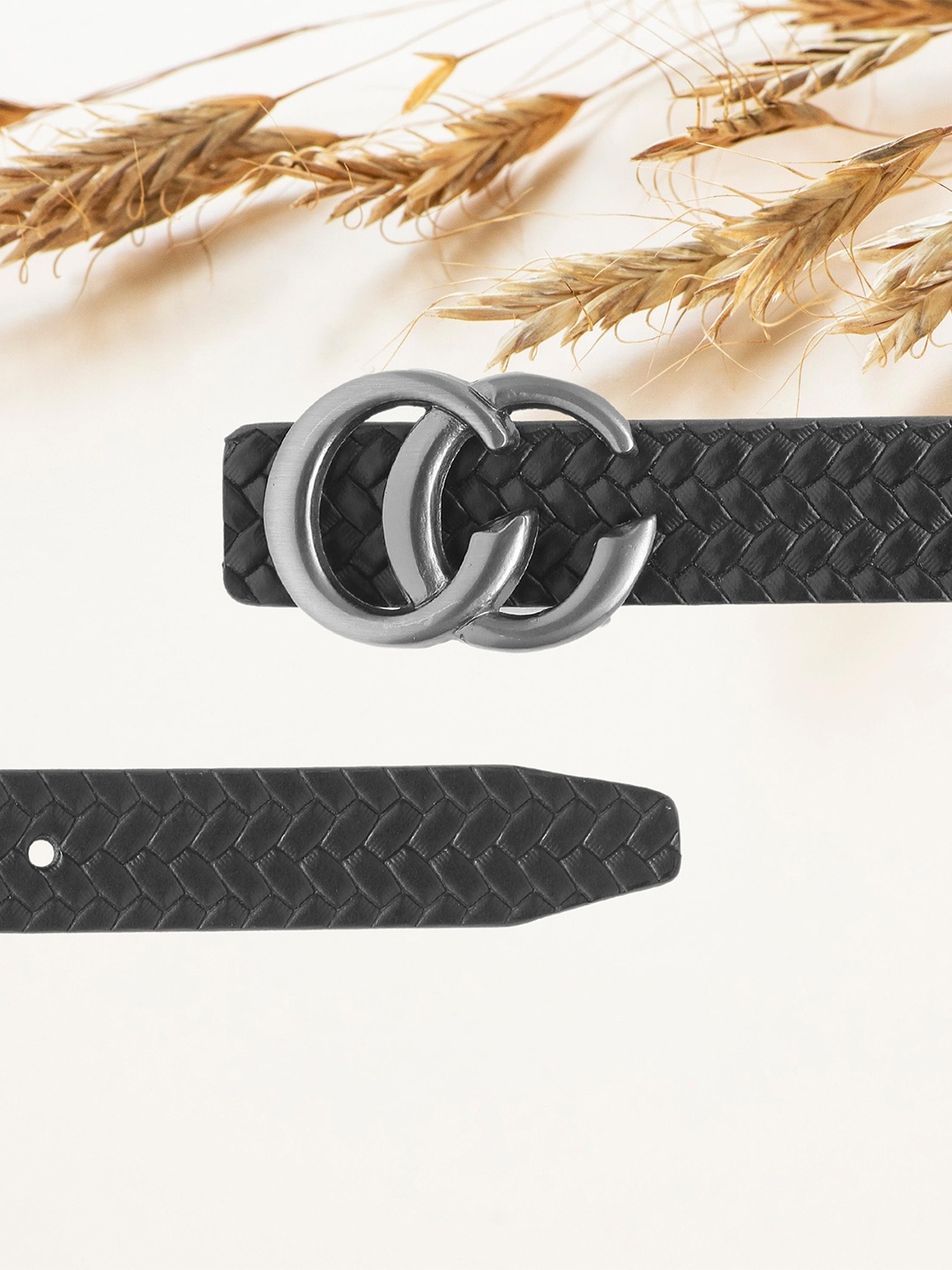 

Calvadoss Women Textured Leather Belt, Black