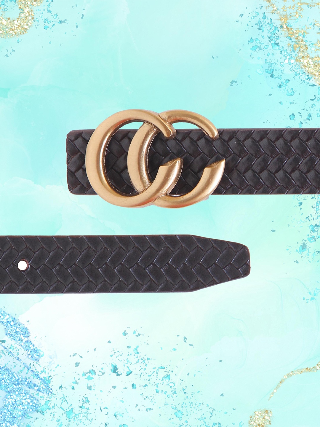 

Calvadoss Girls Textured Leather Belt, Brown