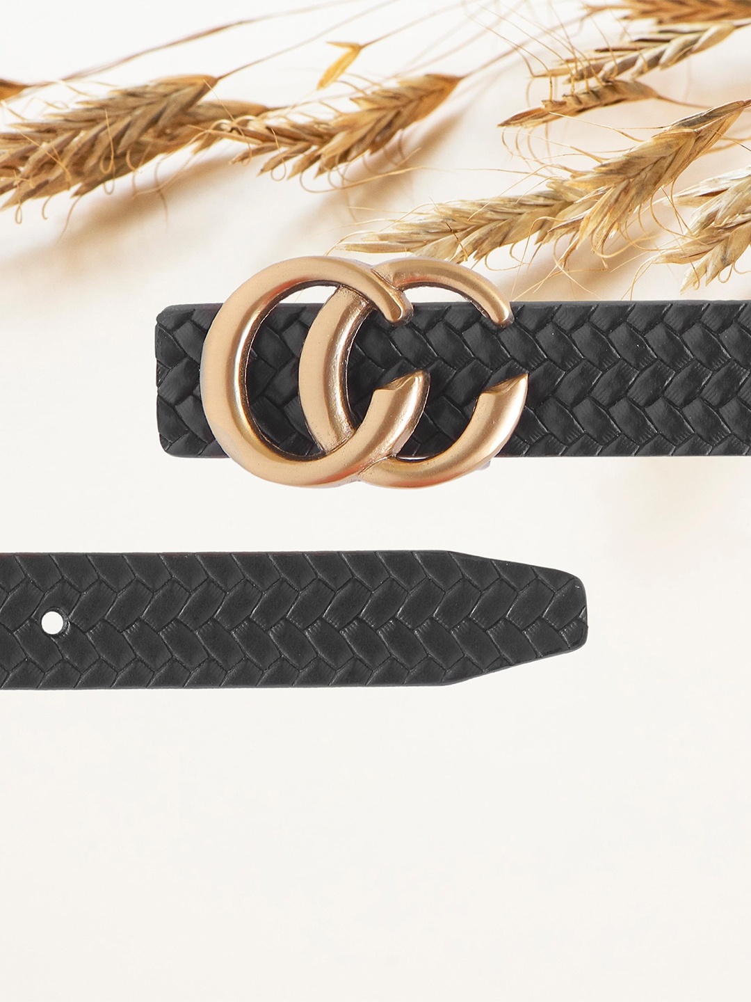 

Calvadoss Women Textured Leather Belt, Black