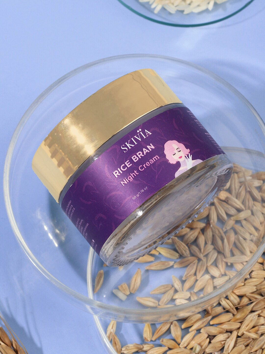 

SKIVIA Rice Bran Night Cream with Niacinamide & Hyaluronic Acid - 50g, Purple
