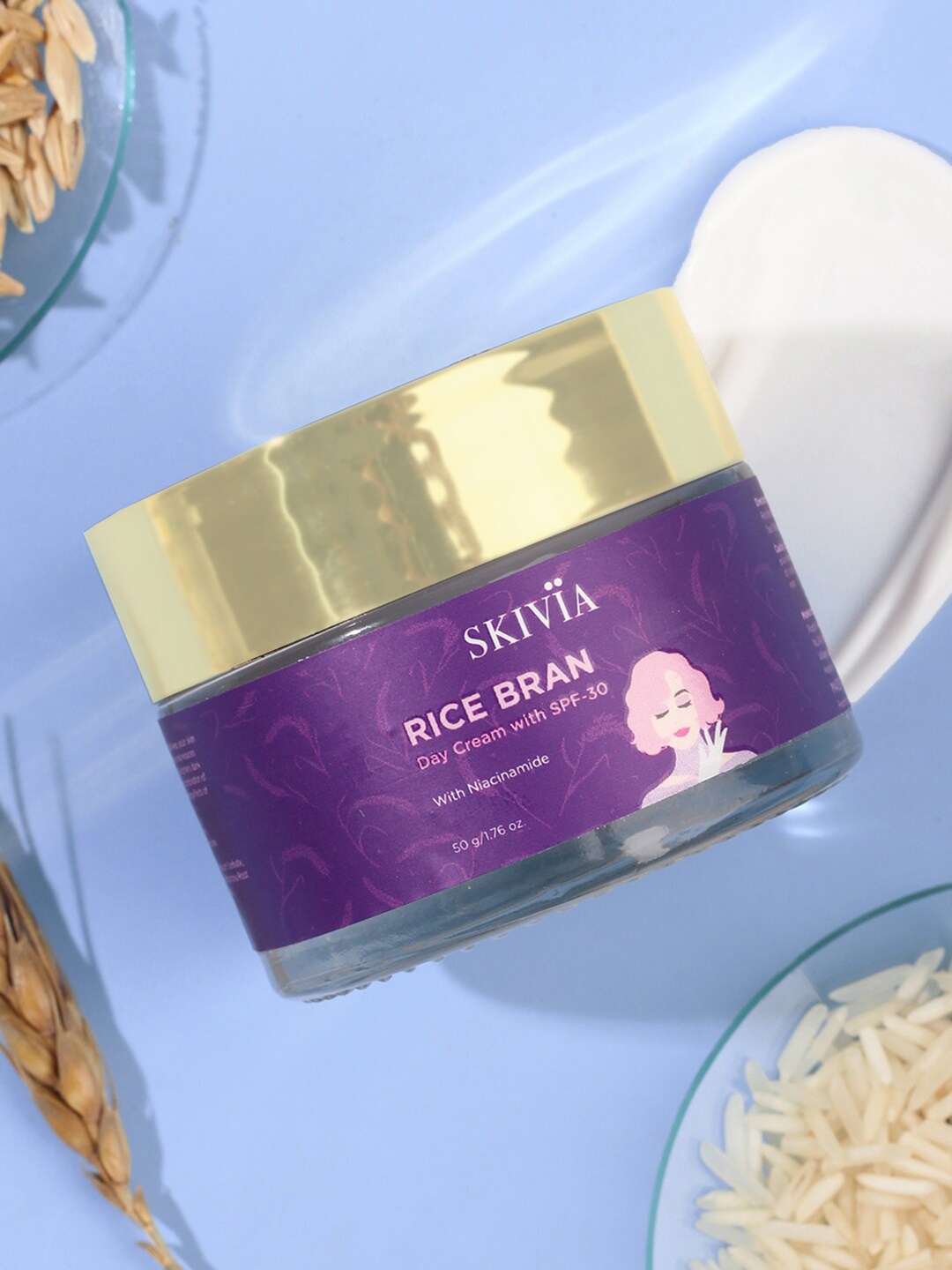 

SKIVIA Rice Bran SPF 30 Day Cream with Niacinamide - 50g, Purple
