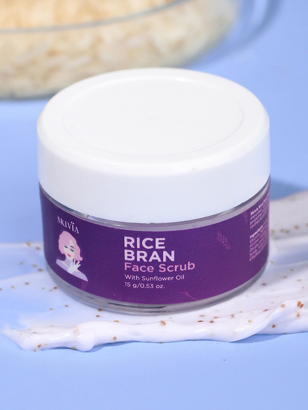 

SKIVIA Rice Bran Mini Face Scrub with Sunflower Oil To Exfoliate & Detoxify - 15g, Purple