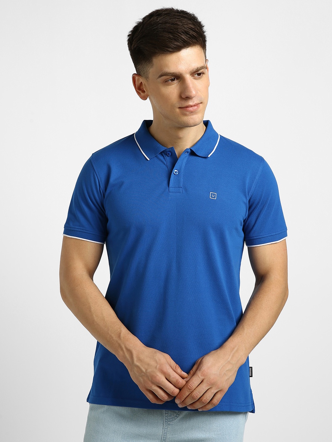

Urbano Fashion Polo Collar Slim Fit T-shirt, Blue