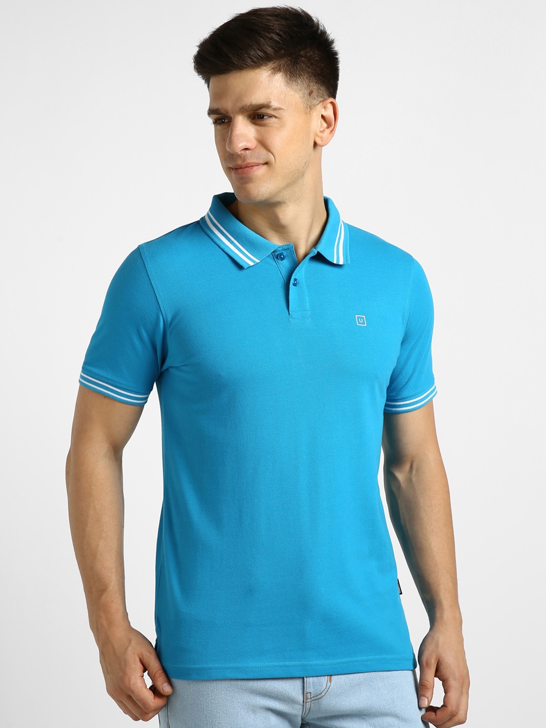 

Urbano Fashion Polo Collar Slim Fit T-shirt, Blue
