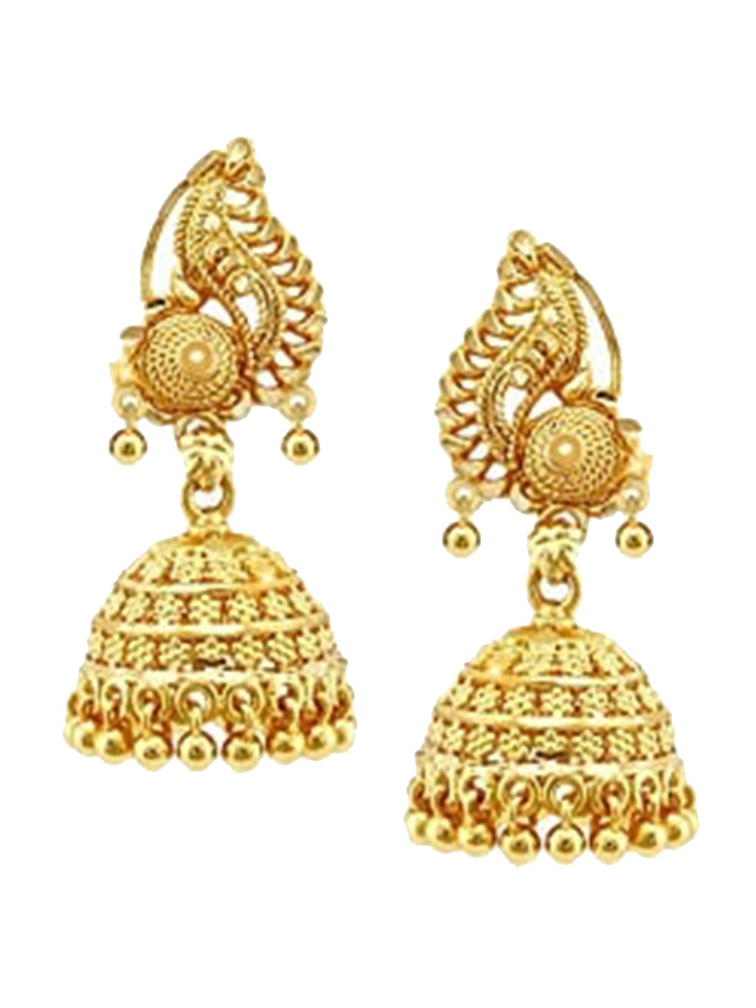 

Vighnaharta Gold-Plated Floral Jhumkas Earrings
