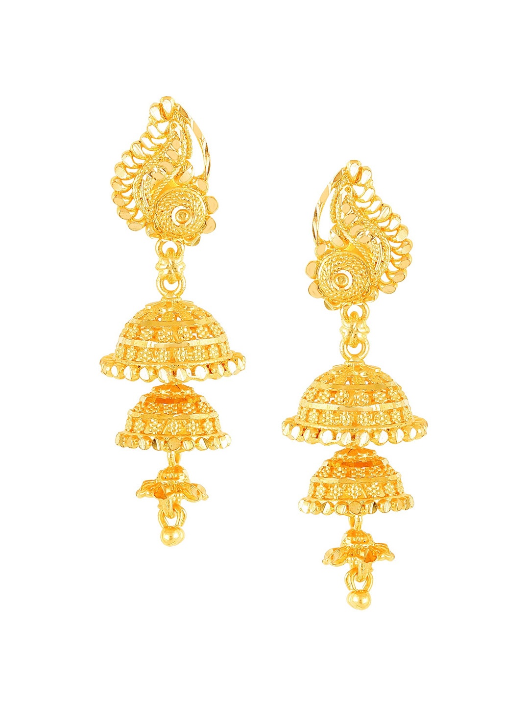 

Vighnaharta Gold-Plated Floral Jhumkas Earrings