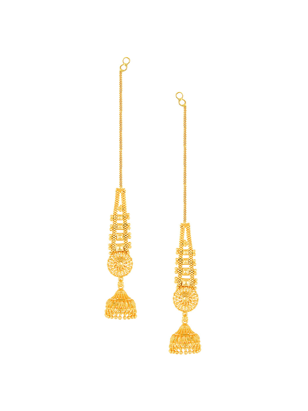 

Vighnaharta Gold-Plated Floral Jhumkas Earrings With Ear Chain