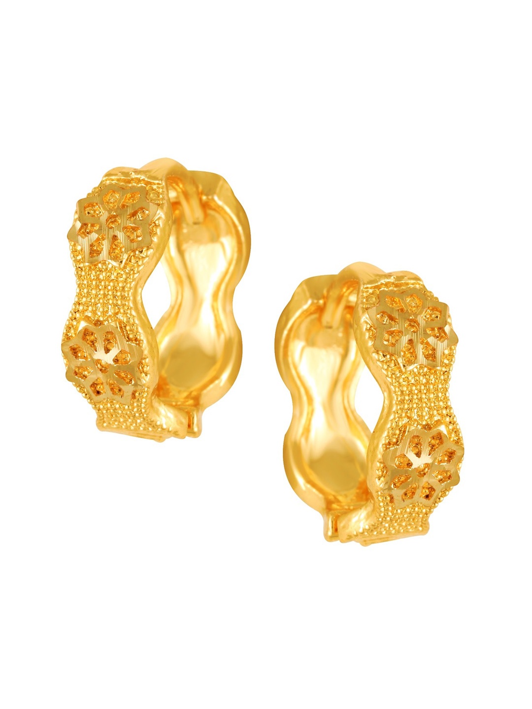 

Vighnaharta Floral Half Hoop Earrings, Gold
