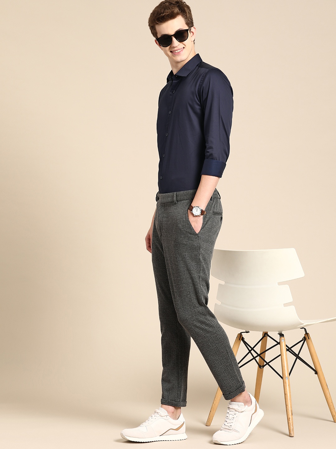 

United Colors of Benetton Slim Fit Giza Cotton Shirt, Navy blue