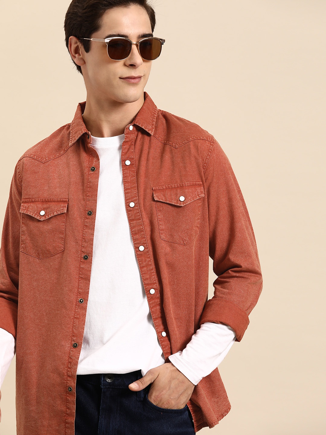 

United Colors of Benetton Pure Cotton Casual Shirt, Rust