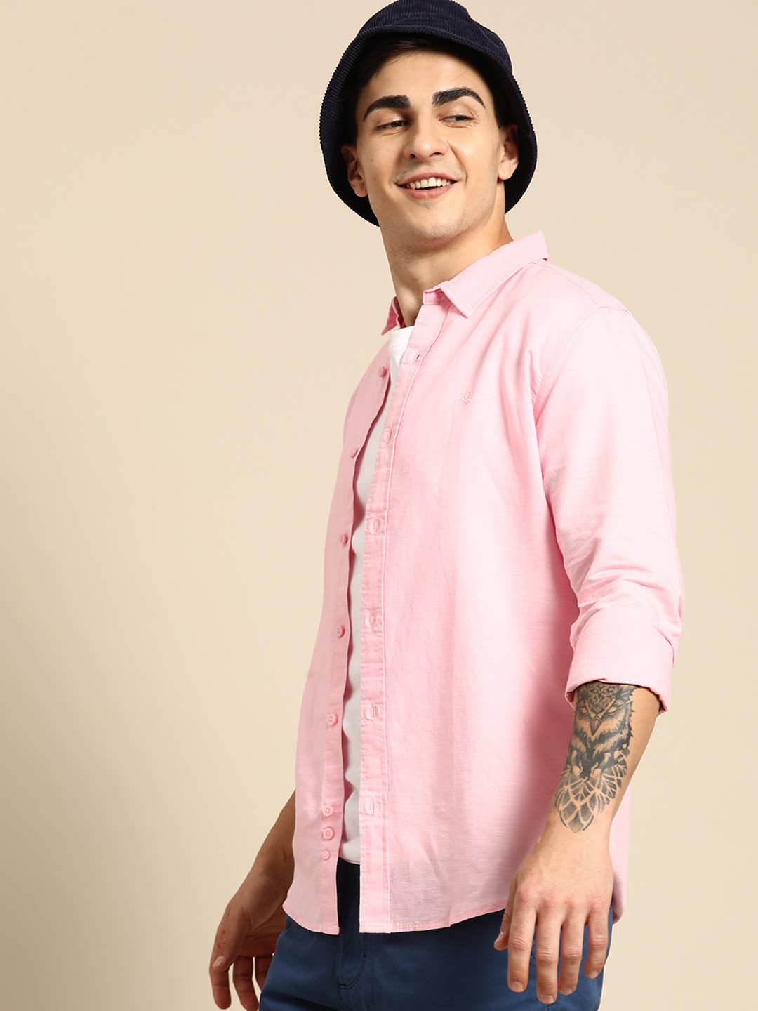 

United Colors of Benetton Slim Fit Casual Shirt, Pink