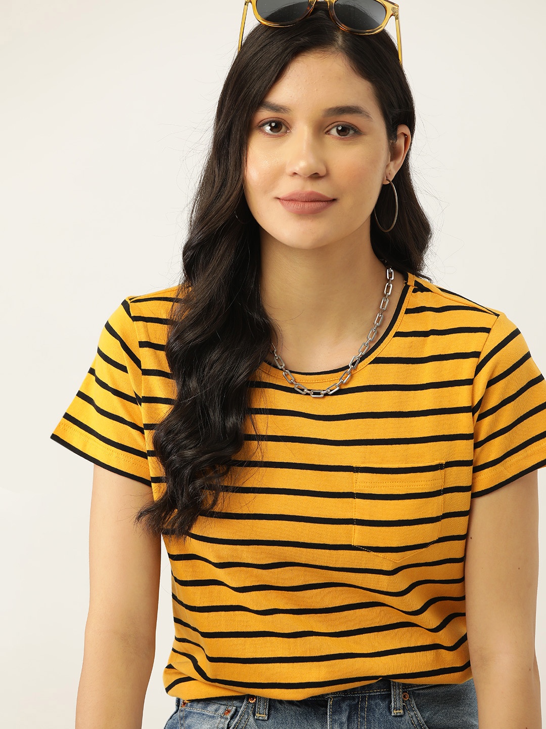 

DressBerry Women Striped T-shirt, Mustard