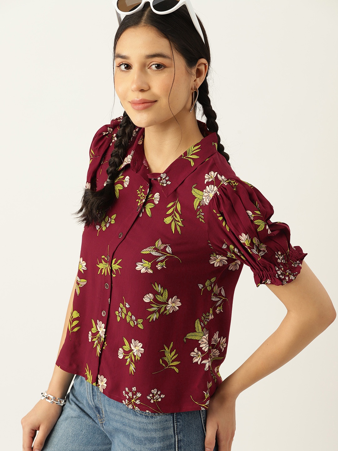 

DressBerry Floral Print Casual Shirt, Maroon