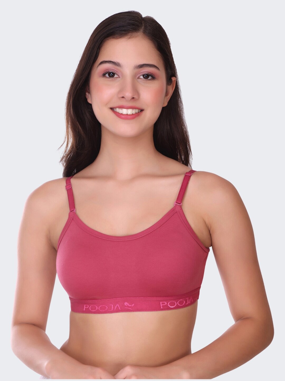 

POOJA RAGENEE Full Coverage All Day Comfort Seamless Cotton Workout Bra, Pink