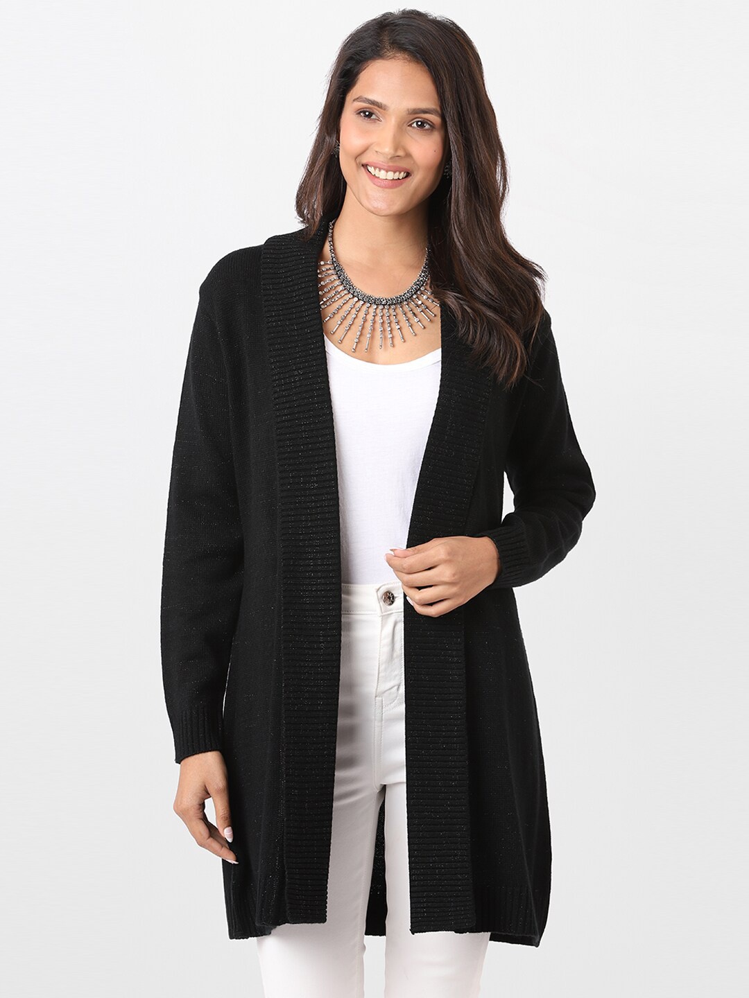

itse Long Sleeves Open Front Shrug, Black