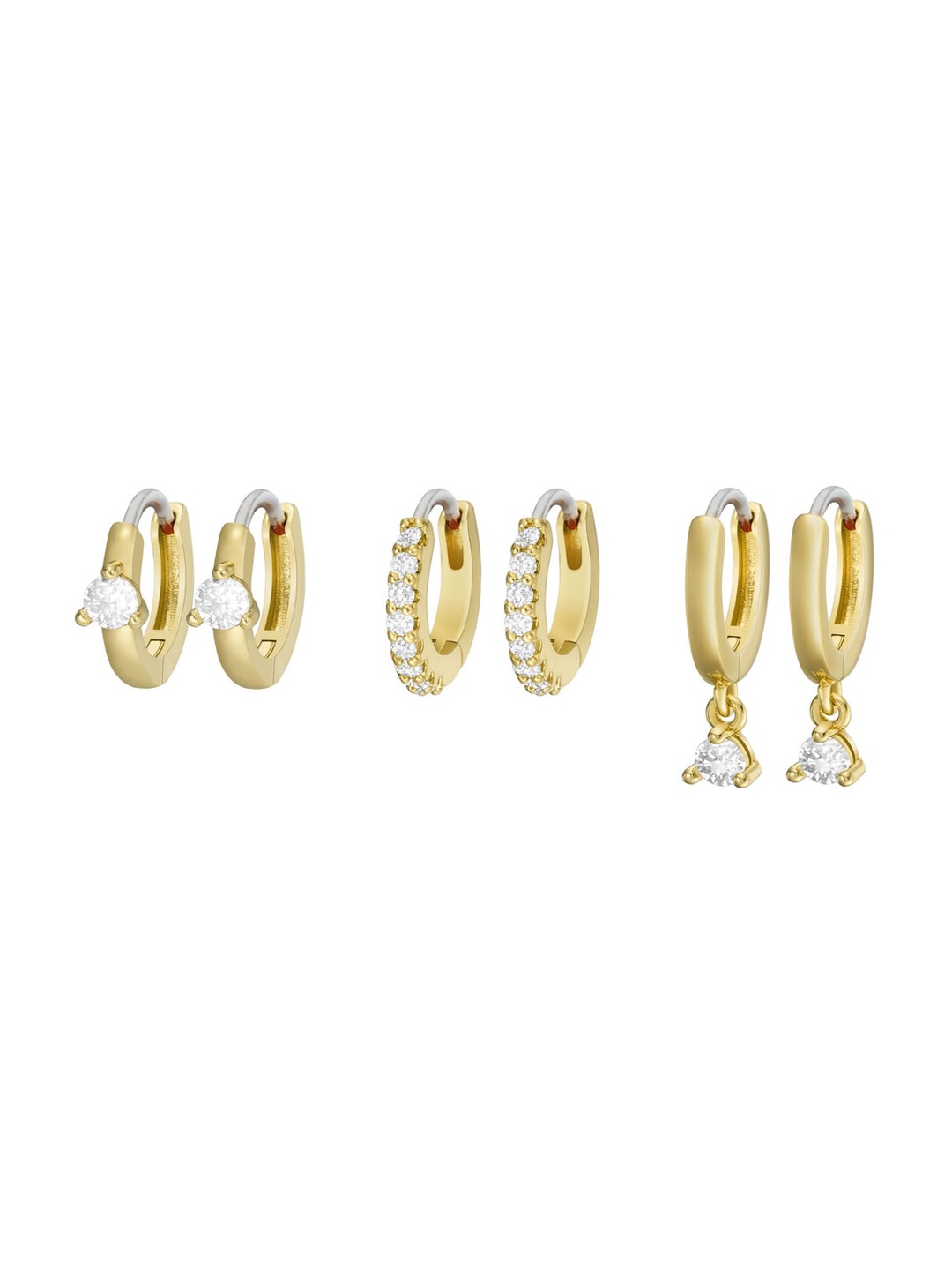 

Fossil 3Pcs Gold-Plated Contemporary Hoop Earrings