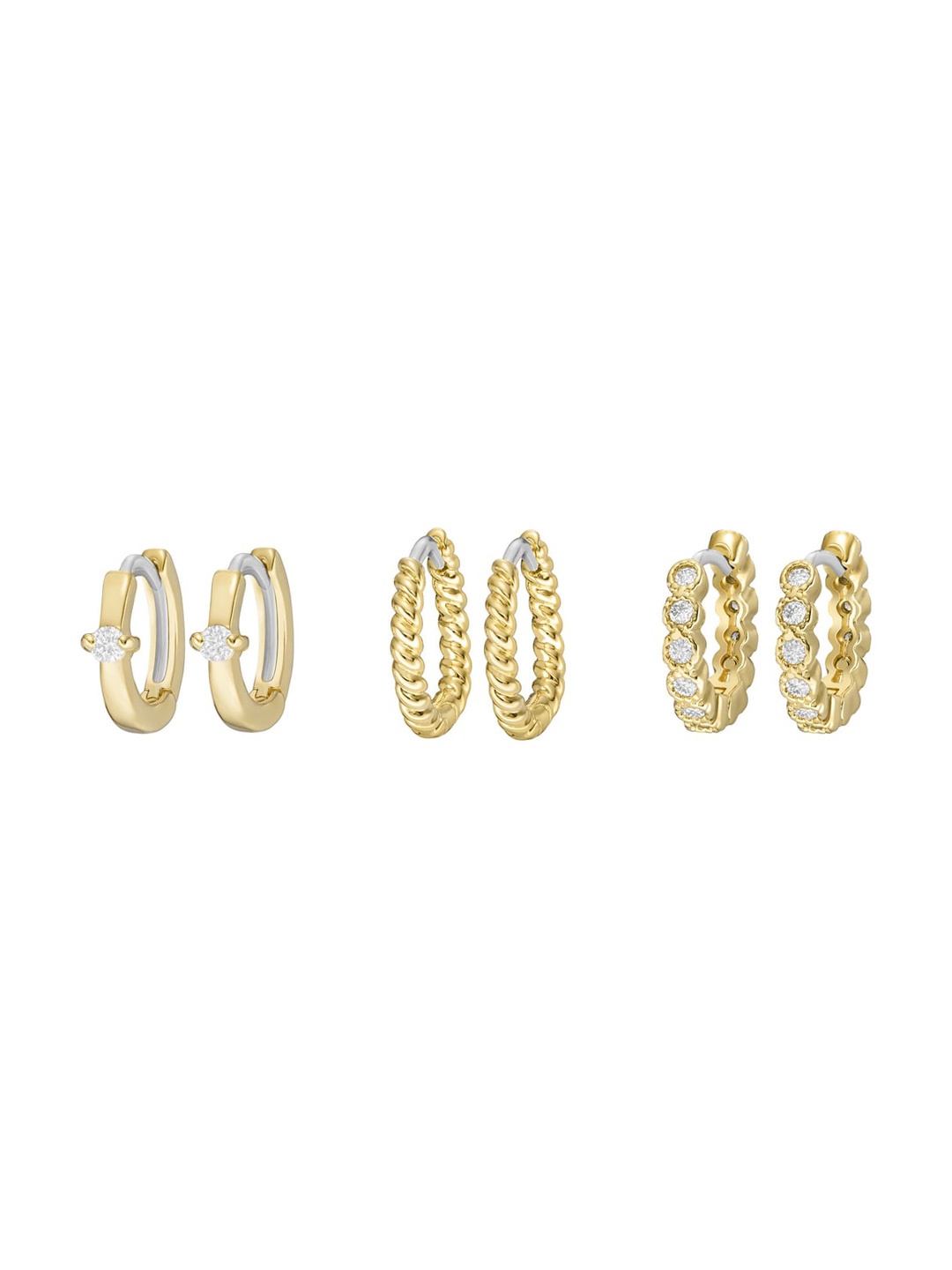 

Fossil Set Of 3 Gold-Plated Contemporary Hoop Earrings