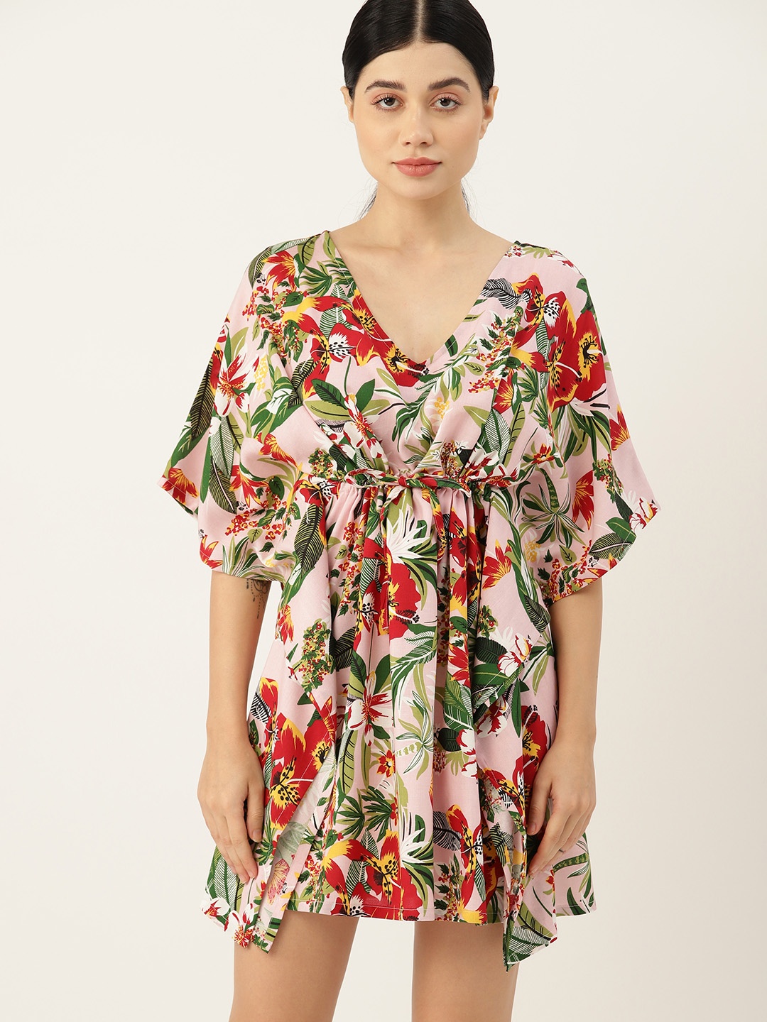 

ETC Floral Printed Kaftan Nightdress, Pink