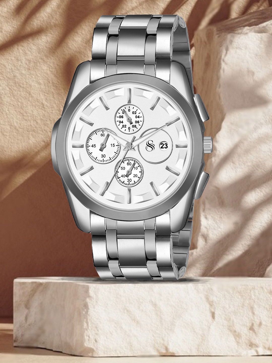 

Shocknshop Men Stainless Steel Analogue Chronograph Watch WCH81Silver, Silver