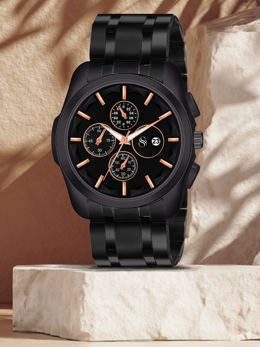 

Shocknshop Men Stainless Steel Analogue Chronograph Watch WCH81Black, Black