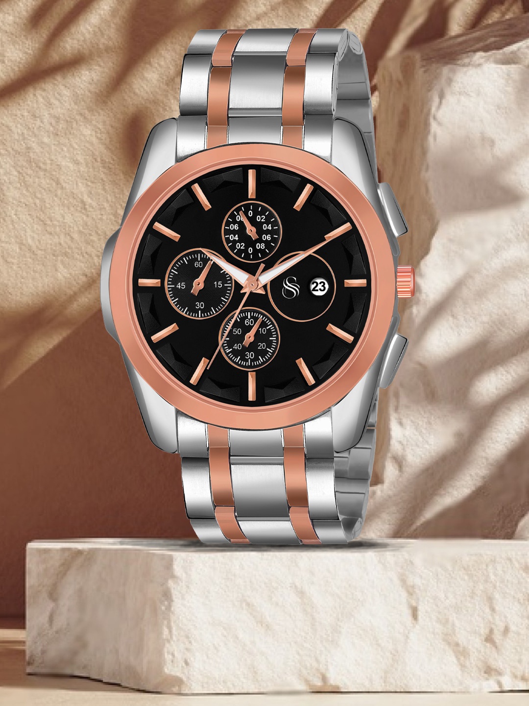 

Shocknshop Men Stainless Steel Analogue Chronograph Watch WCH81RoseGold, Silver