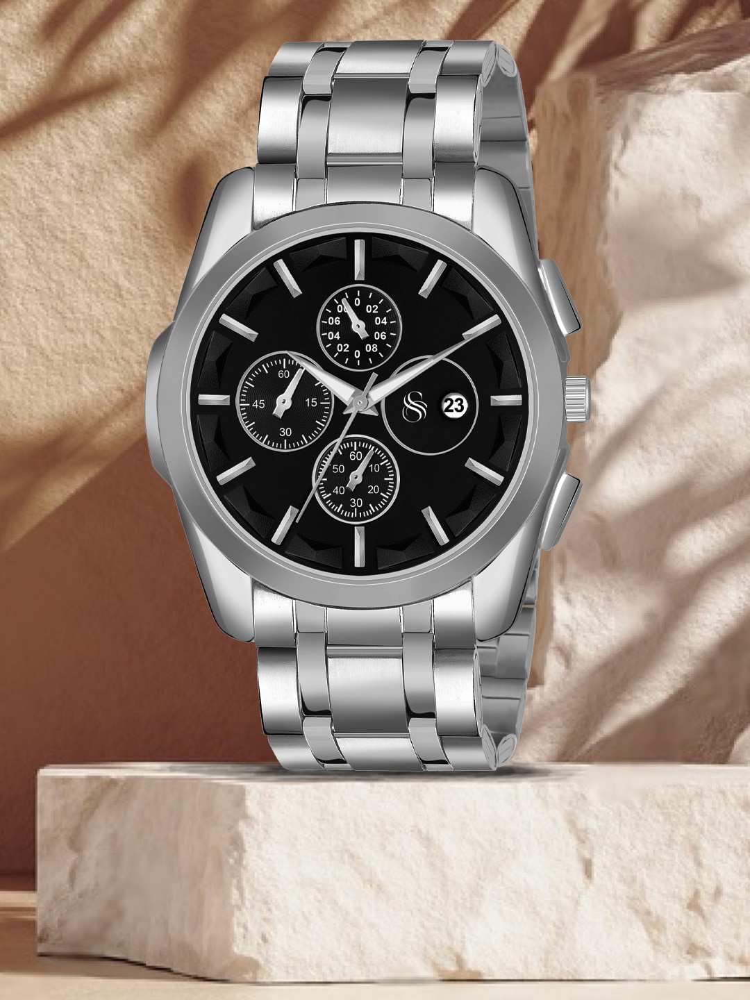 

Shocknshop Men Stainless Steel Analogue Chronograph Watch WCH81Silver, Silver