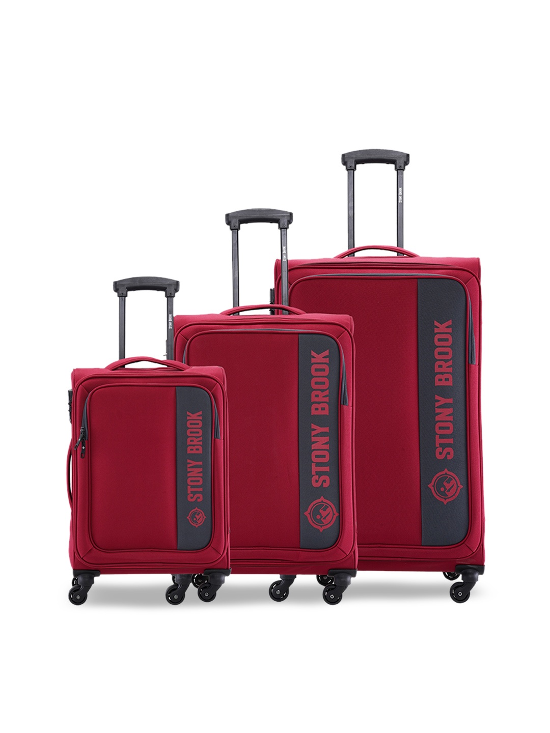 

Stony Brook by Nasher Miles Set Of 3 Hard-Sided Cabin Medium & Large Trolley Suitcase, Red