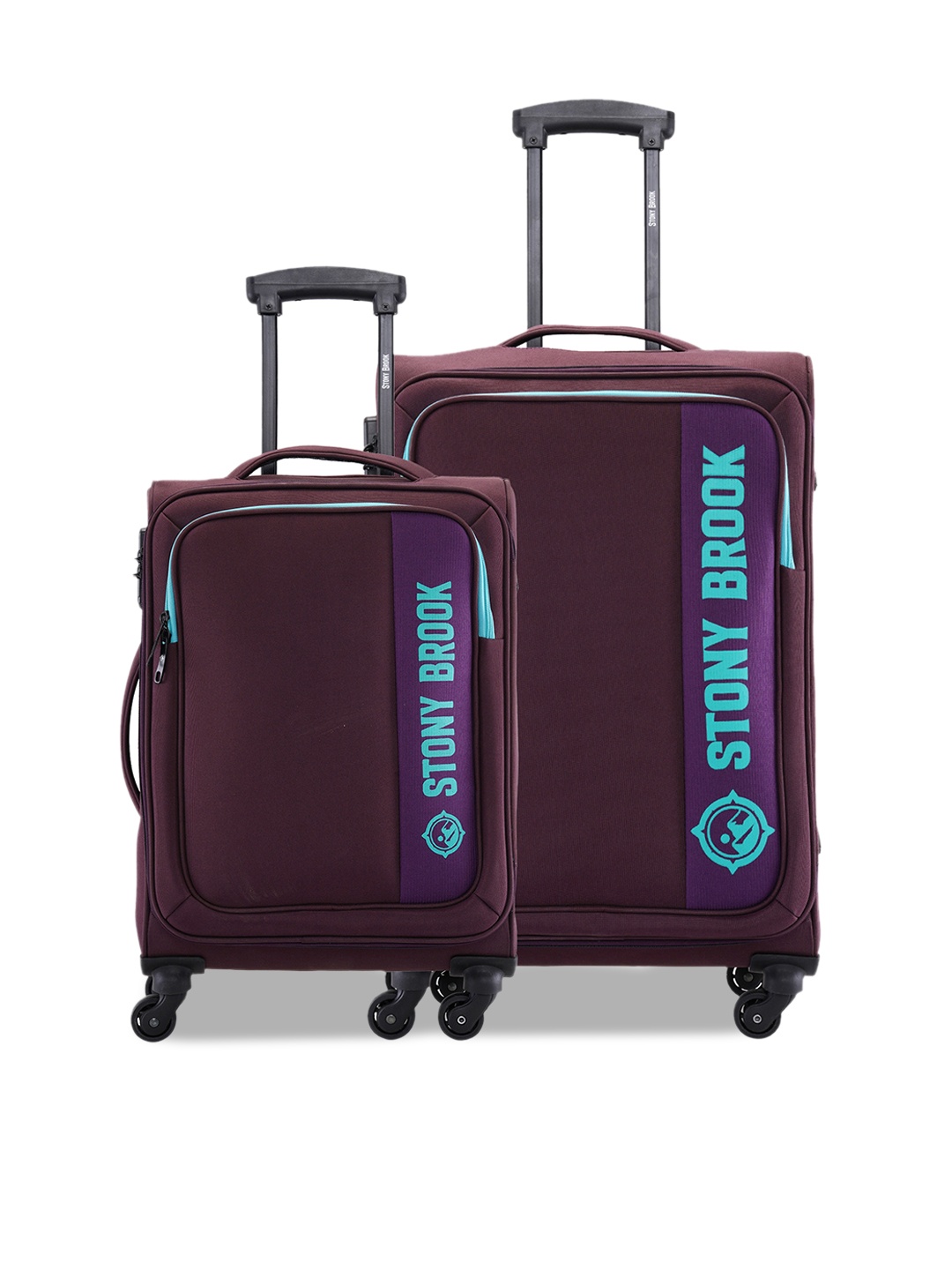 

Stony Brook by Nasher Miles Set of 2 Soft-Sided Cabin & Medium Trolley Suitcase, Purple