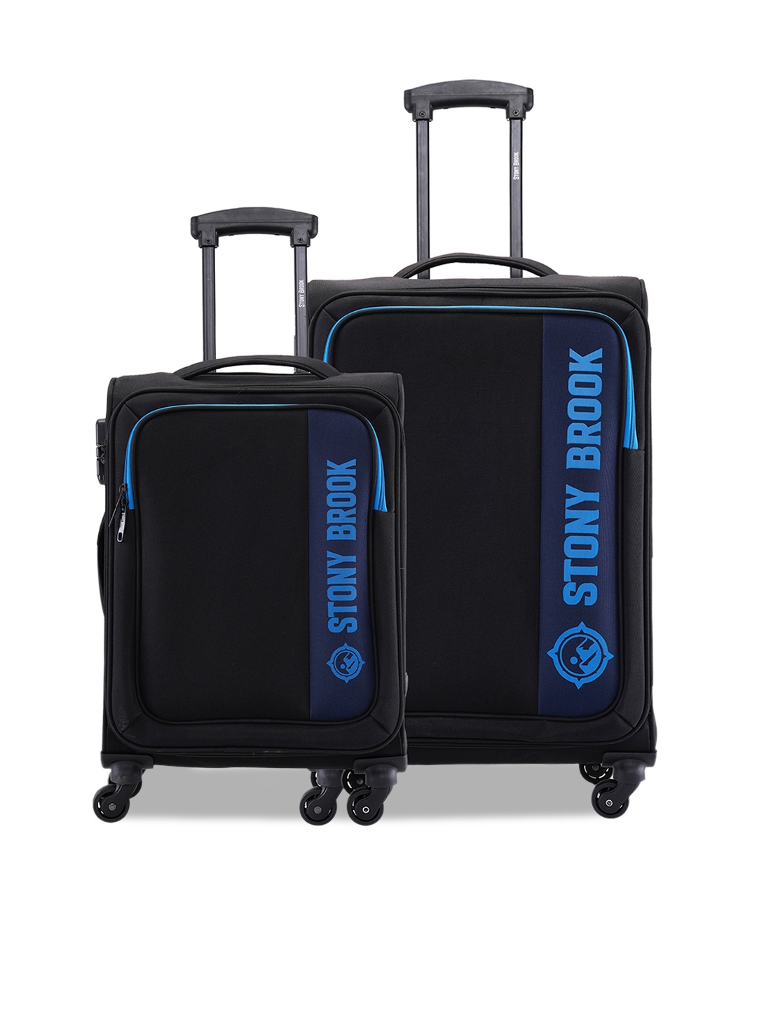 

Stony Brook by Nasher Miles Set Of 2 Brand Logo Printed Soft-Sided Trolley Bag, Black