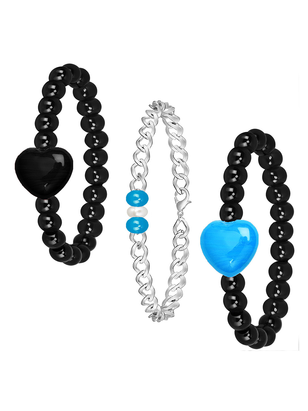 

Mikado Women Set Of 3 Artificial Beads Bracelet, Black
