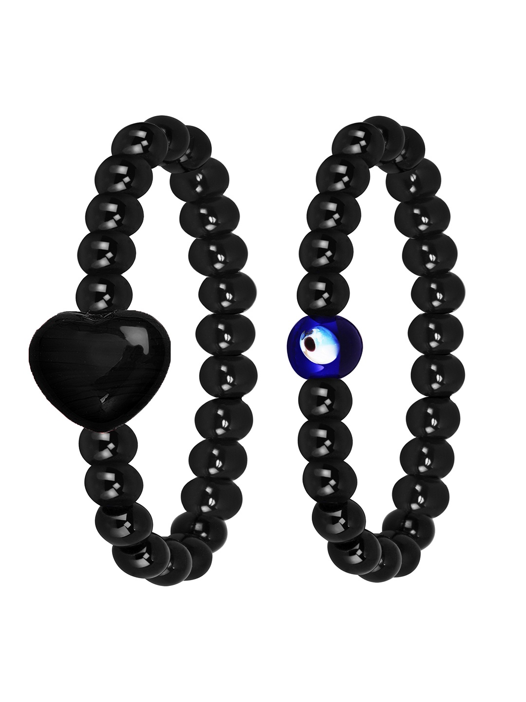

Mikado Women Set Of 2 Beaded Elasticated Bracelet, Black