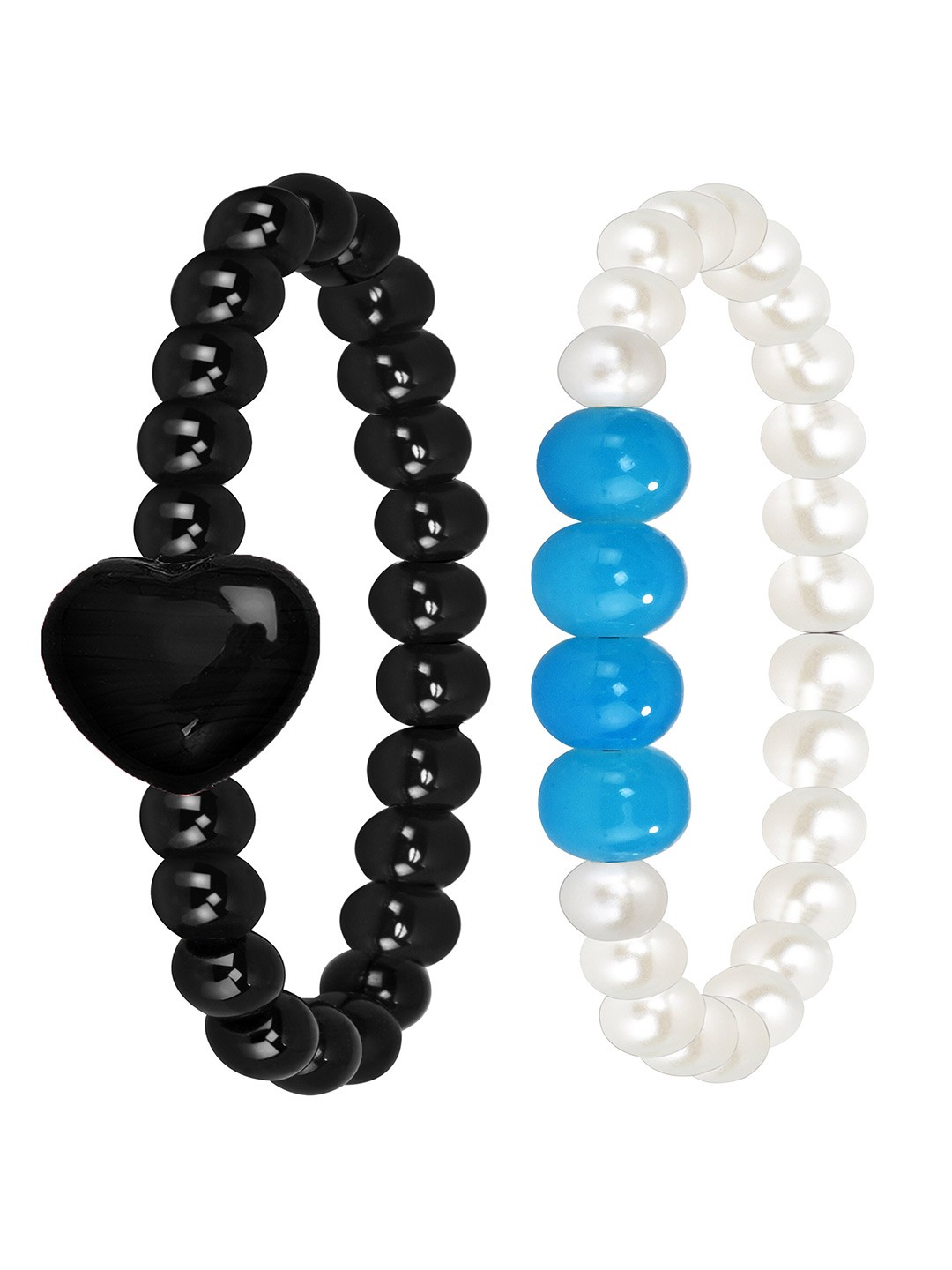 

Mikado Women Set Of 2 Elegant Charming Artificial Beads Bracelet, Black