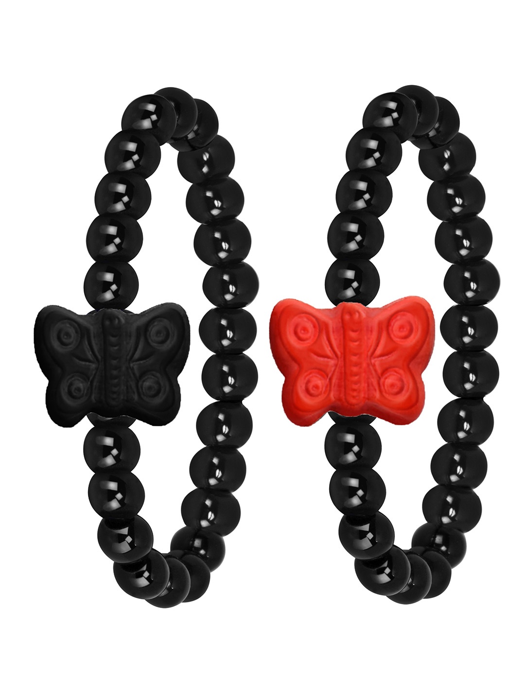 

Mikado Women Set Of 2 Beaded Elasticated Slip-On Bracelet, Black