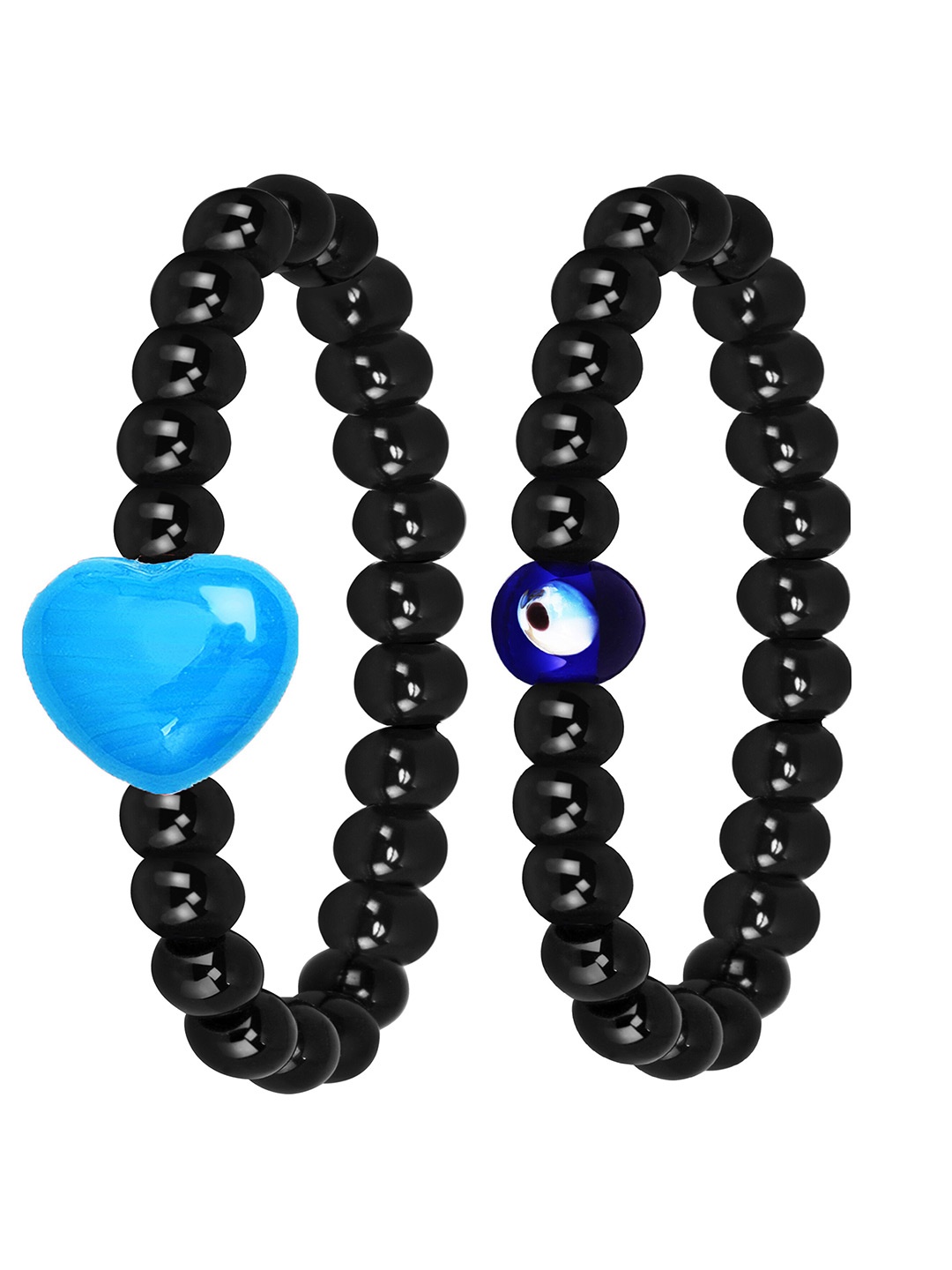 

Mikado Women Set Of 2 Artificial Beads Elasticated Bracelet, Black