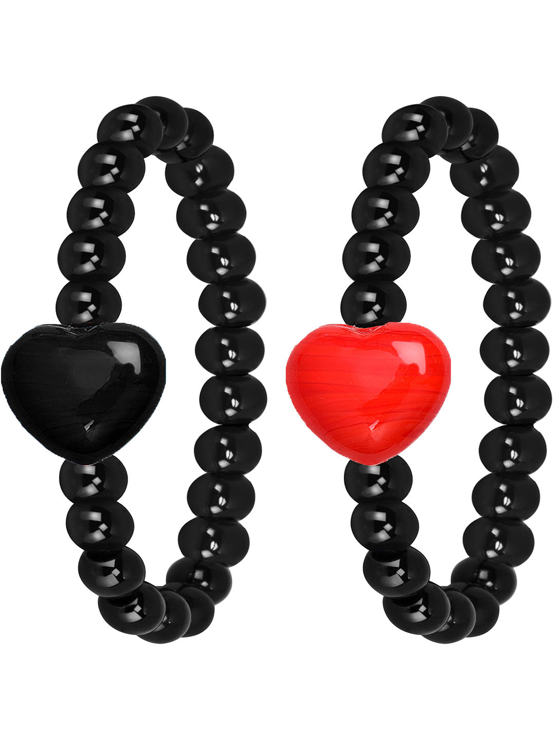 

Mikado Women Set Of 2 Artificial Beads Elasticated Bracelet, Black