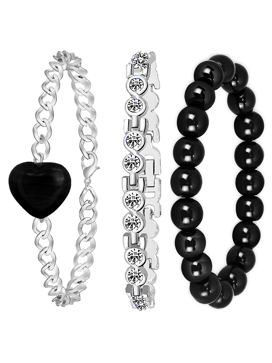 

Mikado Women Set of 3 Elasticated Bracelets, Silver