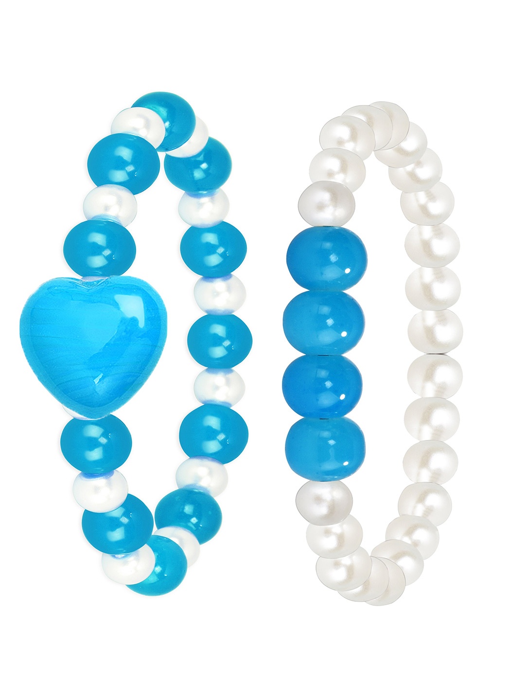 

Mikado Set Of 2 Artificial Beads Elastic Bracelet, Blue