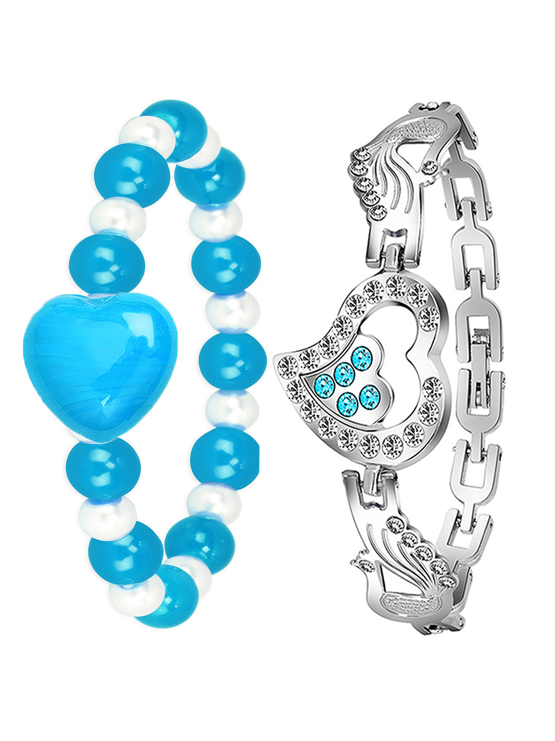 

Mikado Women Set Of 2 Beaded Elasticated Bracelet, Blue