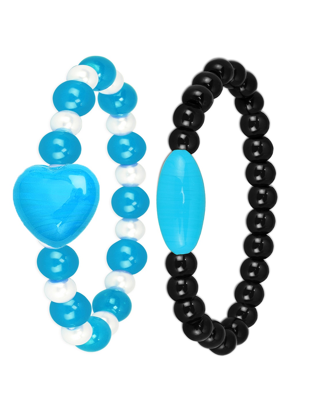 

Mikado Women Set Of 2 Beaded Elasticated Slip-On Bracelet, Black