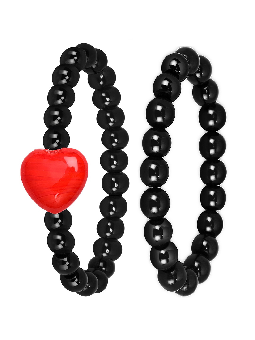 

Mikado Women Set Of 2 Artificial Beads Elasticated Bracelet, Black