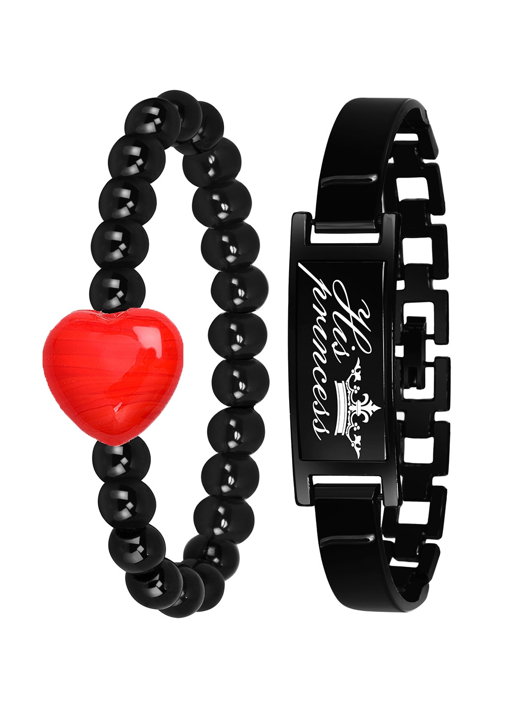 

Mikado Set Of 2 Artificial Beads Elastic Bracelet, Black