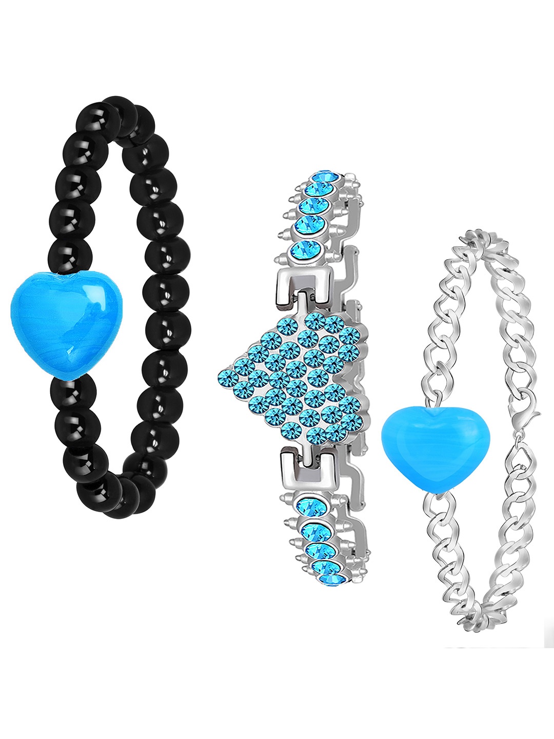 

Mikado Set Of 3 Beaded Bracelets, Silver