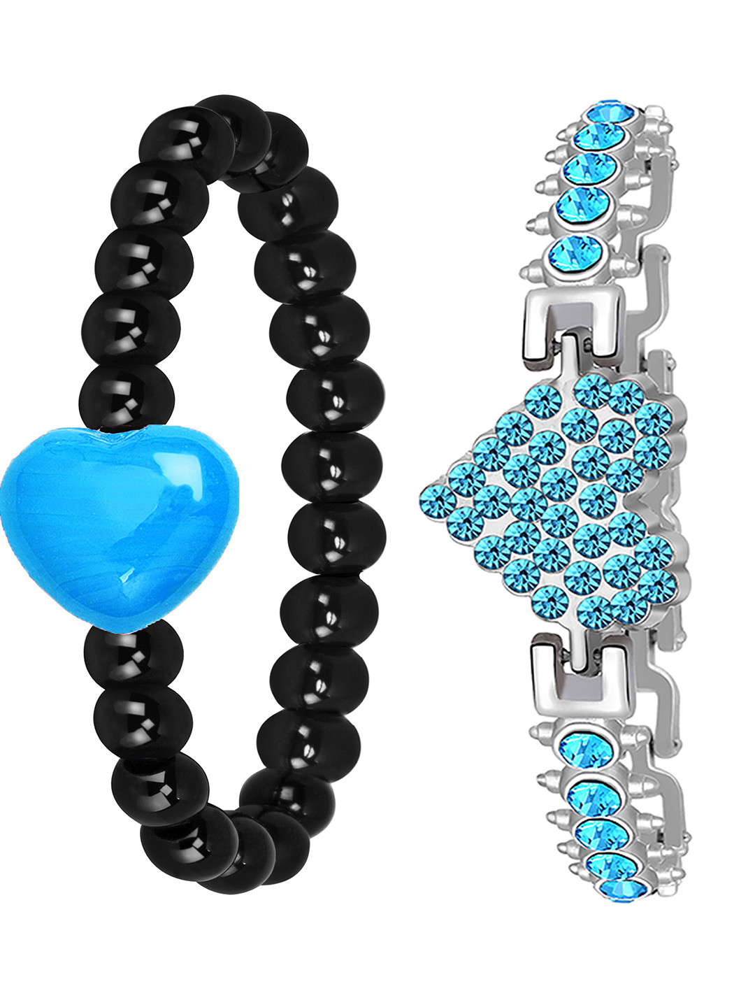

Mikado Set Of 2 Artificial Beads Elastic Bracelet, Silver