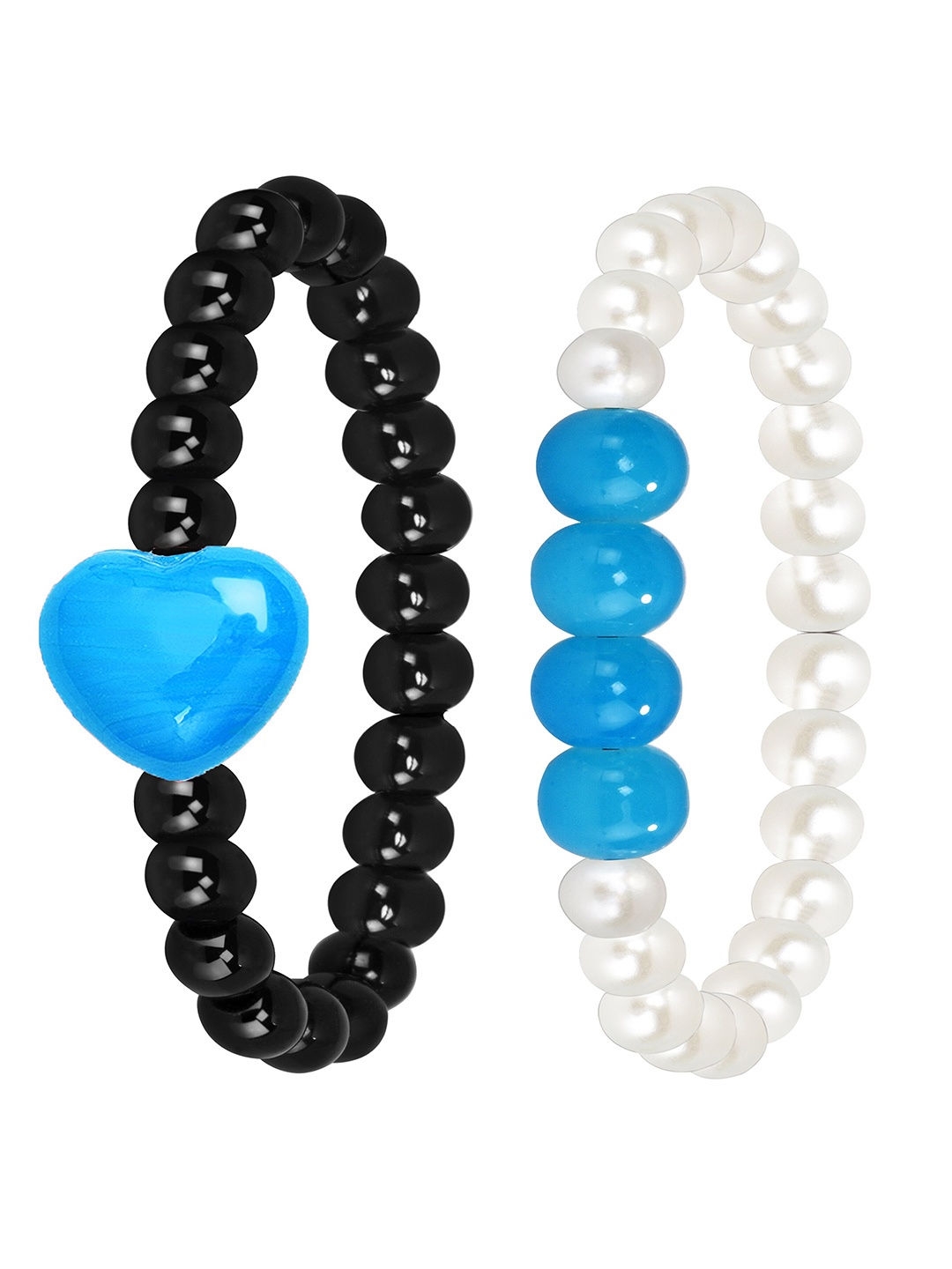 

Mikado Women Set Of 2 Beaded Elasticated Bracelet, Black