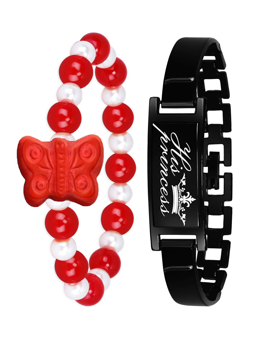 

Mikado Women Set Of 2 Beaded Elasticated Slip-On Bracelet, Black