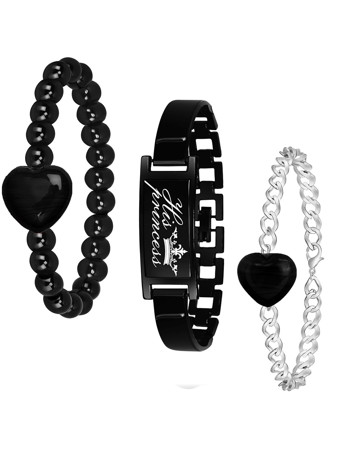

Mikado Set Of 3 Beaded Bracelets, Silver