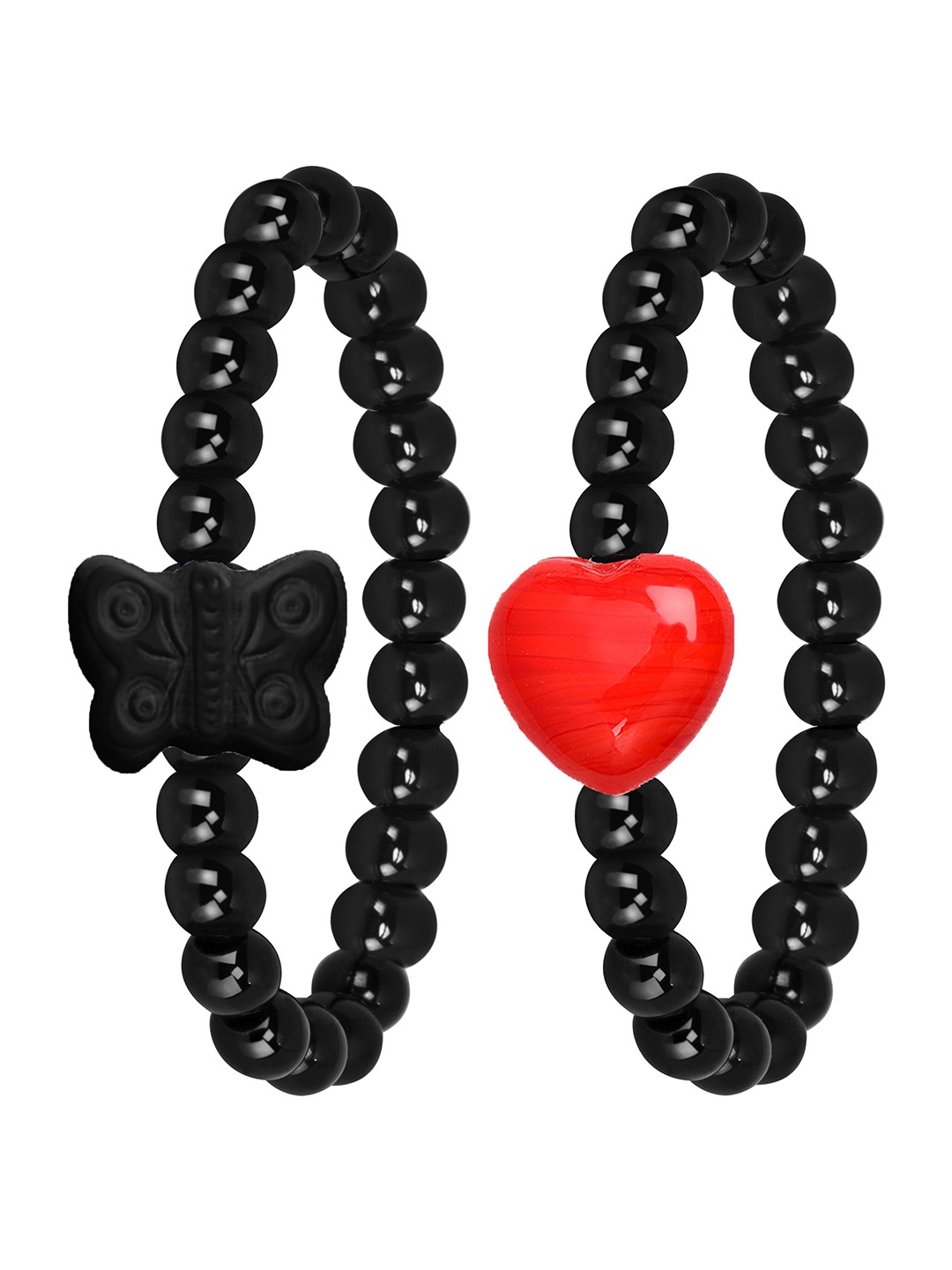 

Mikado Women Set Of 2 Elegant Charming Bracelet, Black