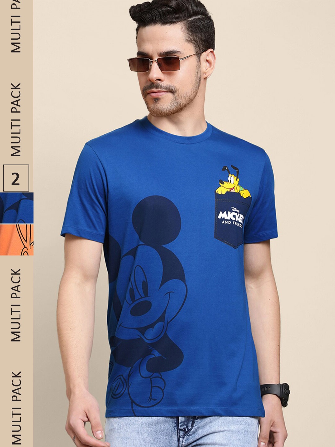 

Free Authority Pack Of 2 Printed Pure Cotton T-Shirt, Blue