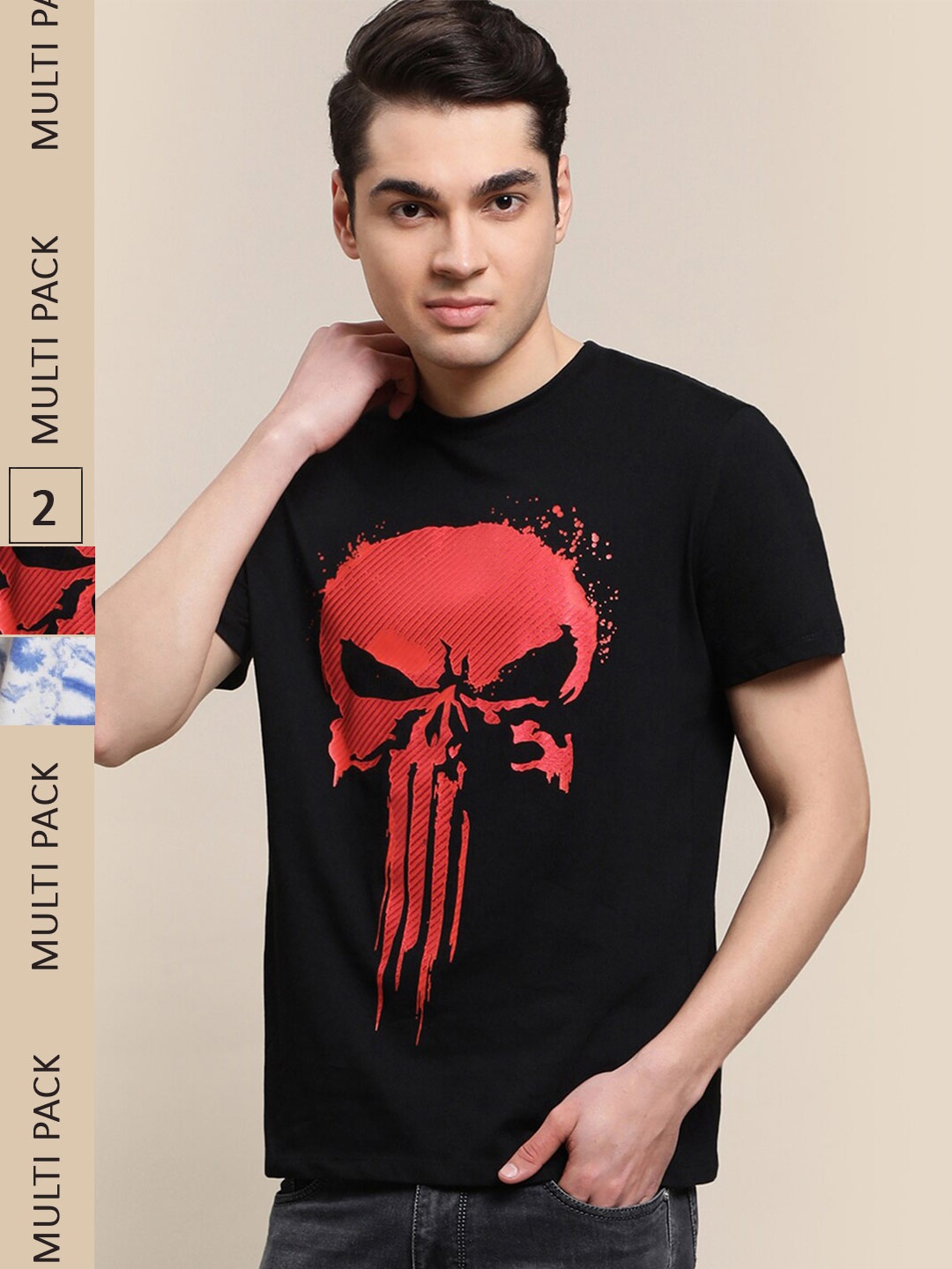 

Free Authority Men Pack Of 2 Marvel Comics Printed Tshirt, Black