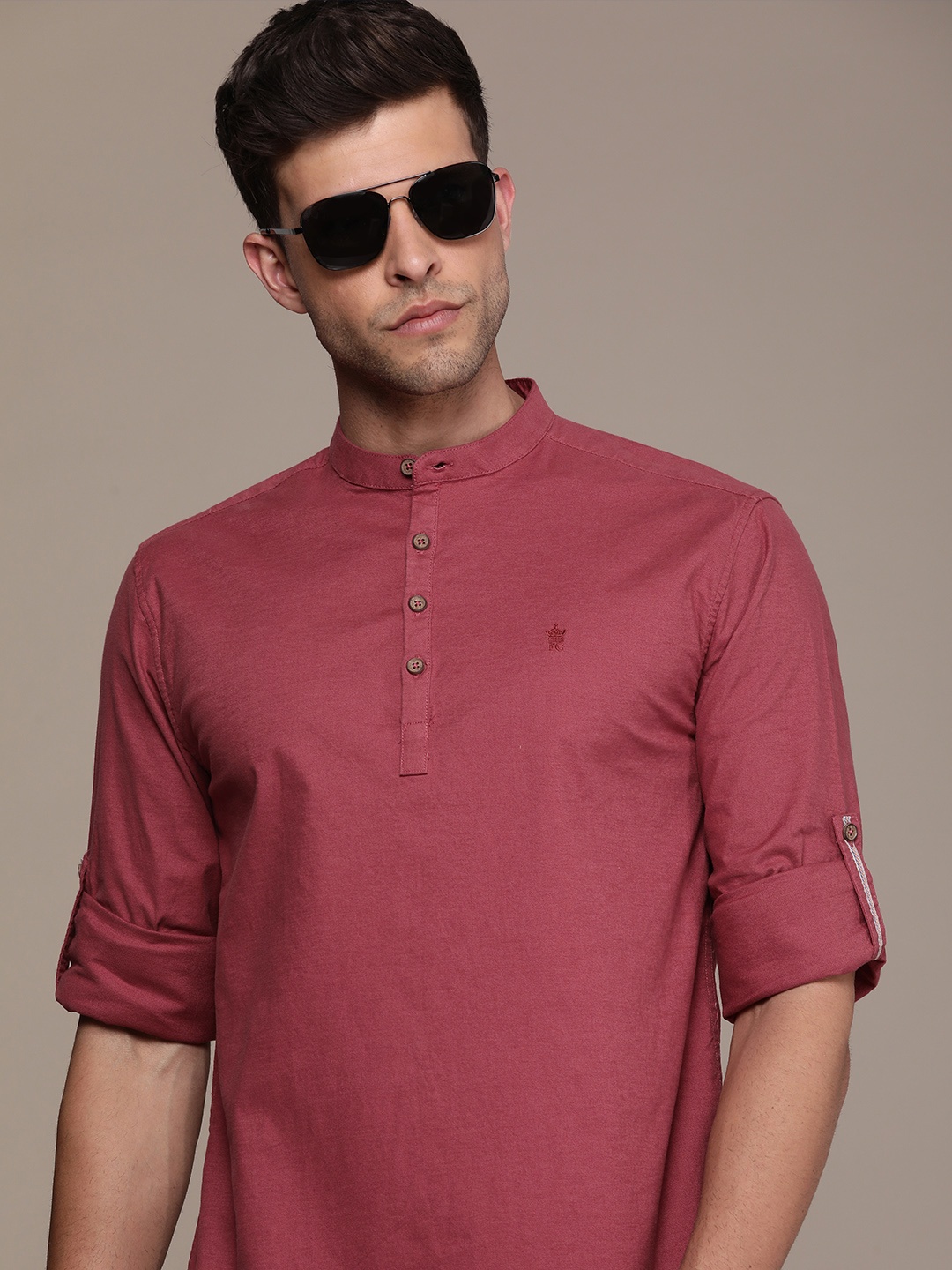 

French Connection Men Pure Cotton Slim Fit Casual Shirt, Red